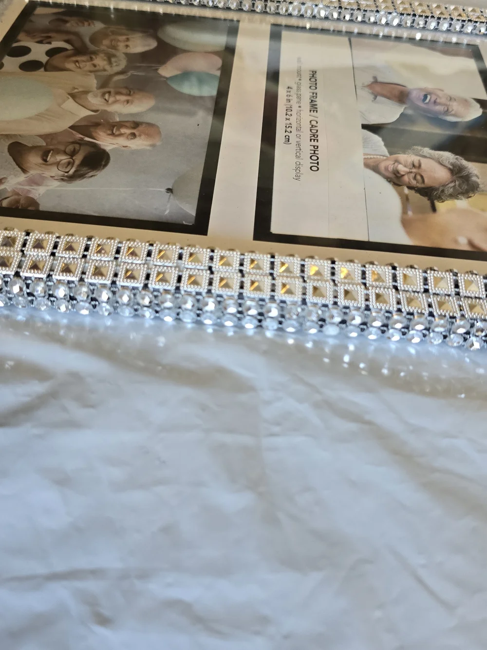 Beaded Silver 4x6 Multi-Photo Frame New 15x8 Inch Handmade